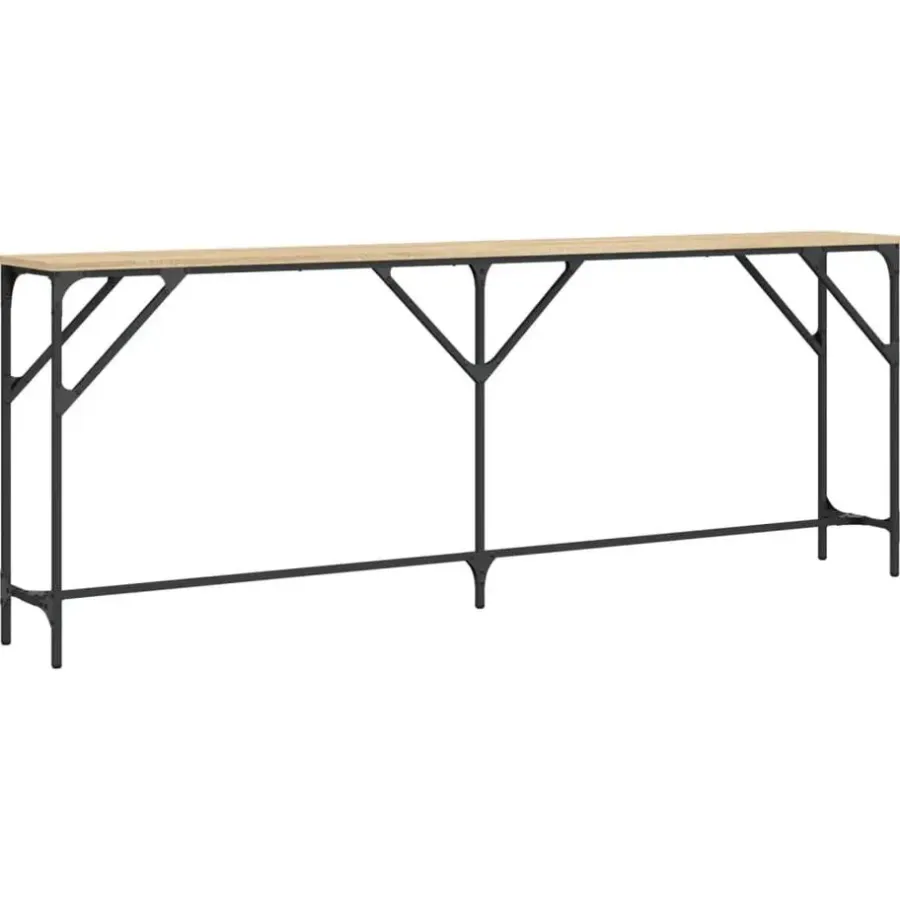 Sidetables-vidaXL - Consoletafel - Sonoma eiken - Bewerkt hout - 200x29x75 cm