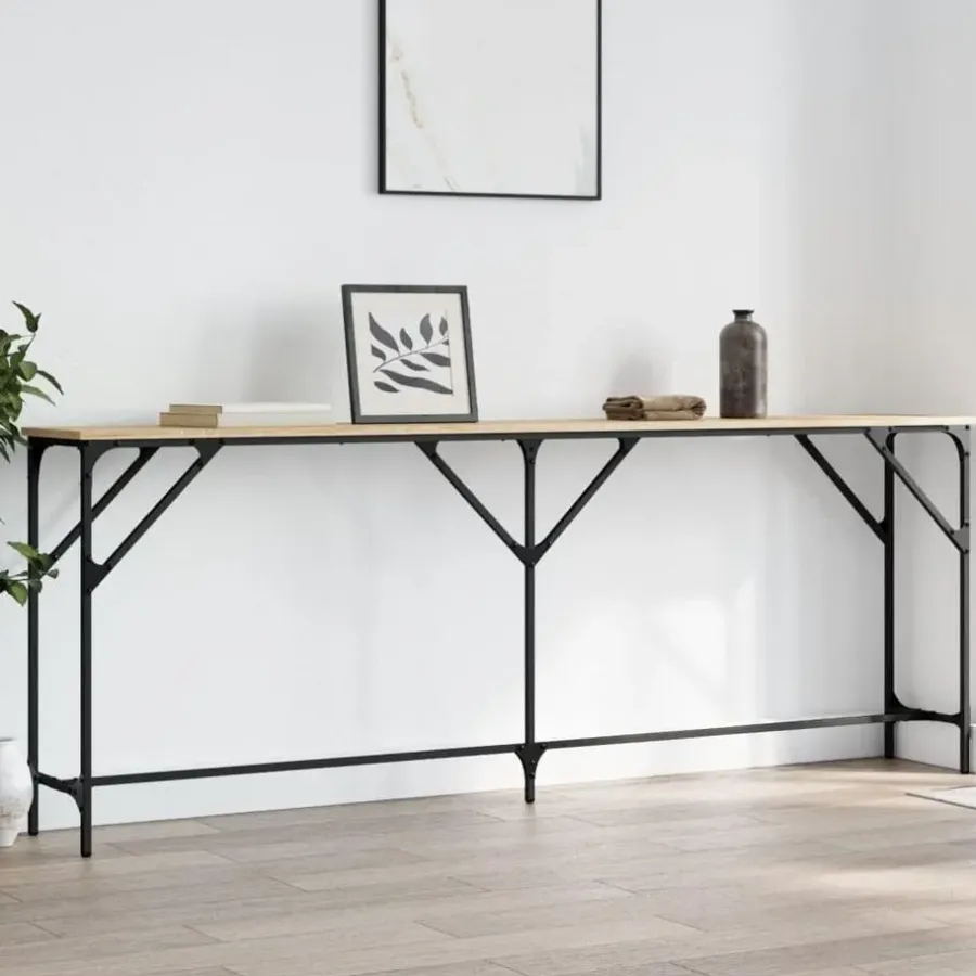 Sidetables-vidaXL - Consoletafel - Sonoma eiken - Bewerkt hout - 200x29x75 cm