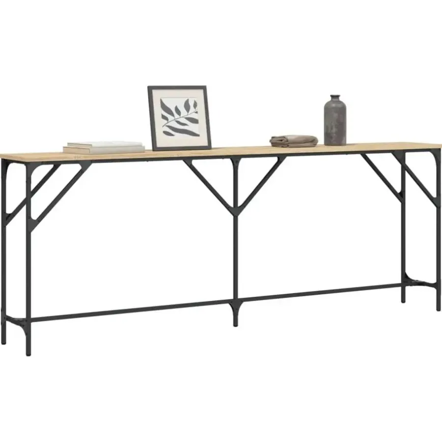 Sidetables-vidaXL - Consoletafel - Sonoma eiken - Bewerkt hout - 200x29x75 cm