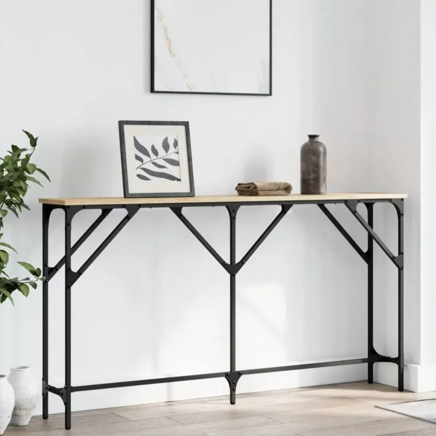 Sidetables-vidaXL - Consoletafel - Sonoma eiken - Bewerkt hout - 140x23x75 cm