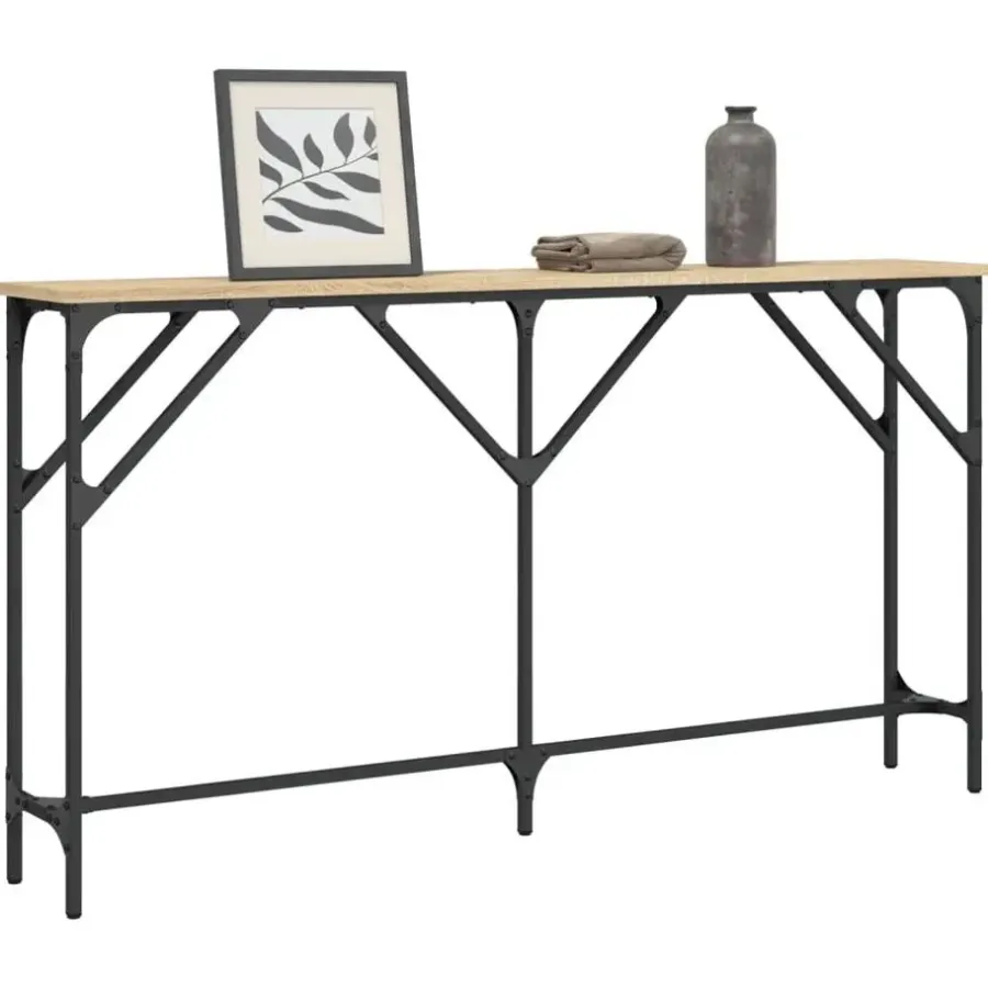 Sidetables-vidaXL - Consoletafel - Sonoma eiken - Bewerkt hout - 140x23x75 cm