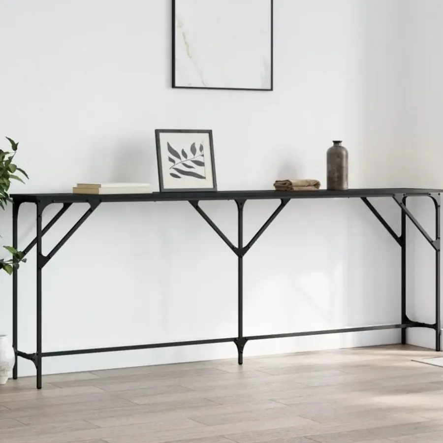Sidetables-vidaXL - Consoletafel - Zwart - Bewerkt hout - 200x29x75 cm