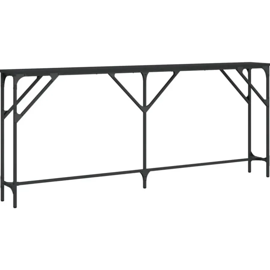 Sidetables-vidaXL - Consoletafel - Zwart - Bewerkt hout - 180x23x75 cm