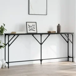 Sidetables-vidaXL - Consoletafel - Zwart - Bewerkt hout - 180x23x75 cm