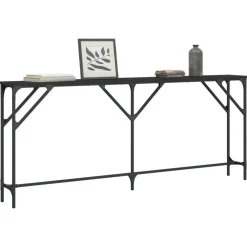 Sidetables-vidaXL - Consoletafel - Zwart - Bewerkt hout - 180x23x75 cm