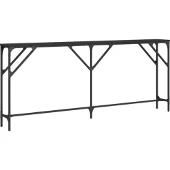 Sidetables-vidaXL - Consoletafel - Zwart - Bewerkt hout - 180x23x75 cm