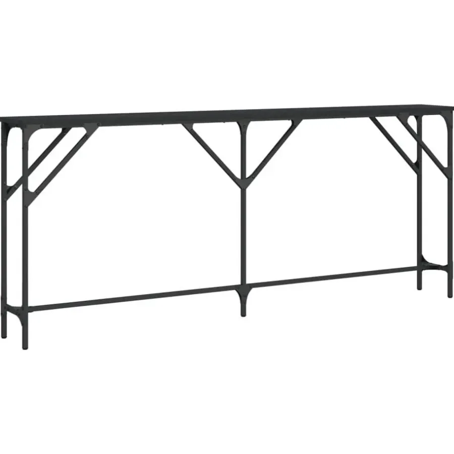 Sidetables-vidaXL - Consoletafel - Zwart - Bewerkt hout - 180x23x75 cm