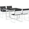 Tuinsets-vidaXL - 5-delige inklapbaar Tuinset met kussens -Wit textileen - 110x107 cm