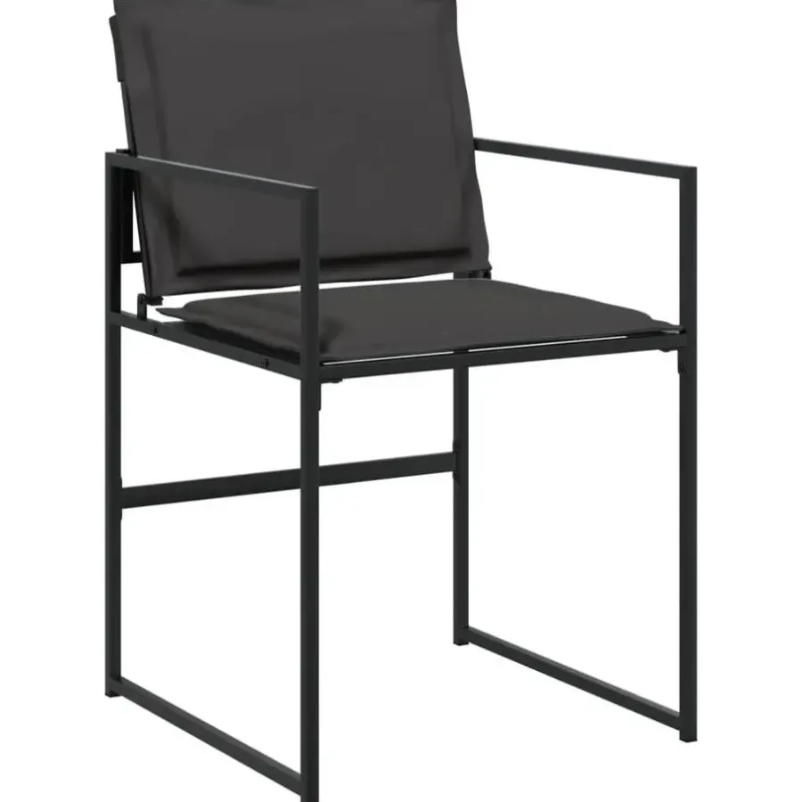vidaXL - 7-delige inklapbaar Tuinset gris kussens -Zwart textileen - 165x107 cm