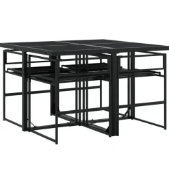 vidaXL - 5-delige inklapbaar Tuinset gris kussens -Zwart textileen - 110x107 cm