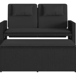 Loungebanken-vidaXL - 2-delige Loungebanken Verstelbare met kussens - Zwart - 113x61x87 cm