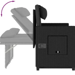 Loungebanken-vidaXL - 2-delige Loungebanken Verstelbare met kussens - Zwart - 113x61x87 cm
