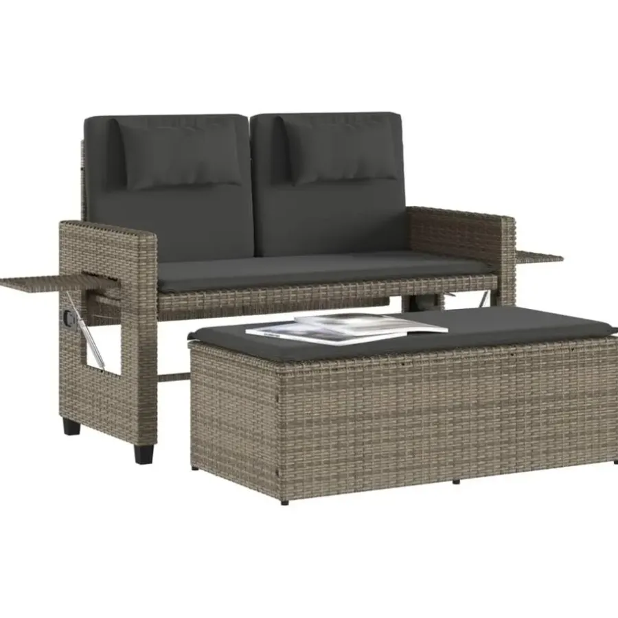 vidaXL - 2-delige Loungebanken Verstelbare met kussens - Grijs - 113x61x87 cm