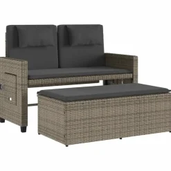 vidaXL - 2-delige Loungebanken Verstelbare met kussens - Grijs - 113x61x87 cm