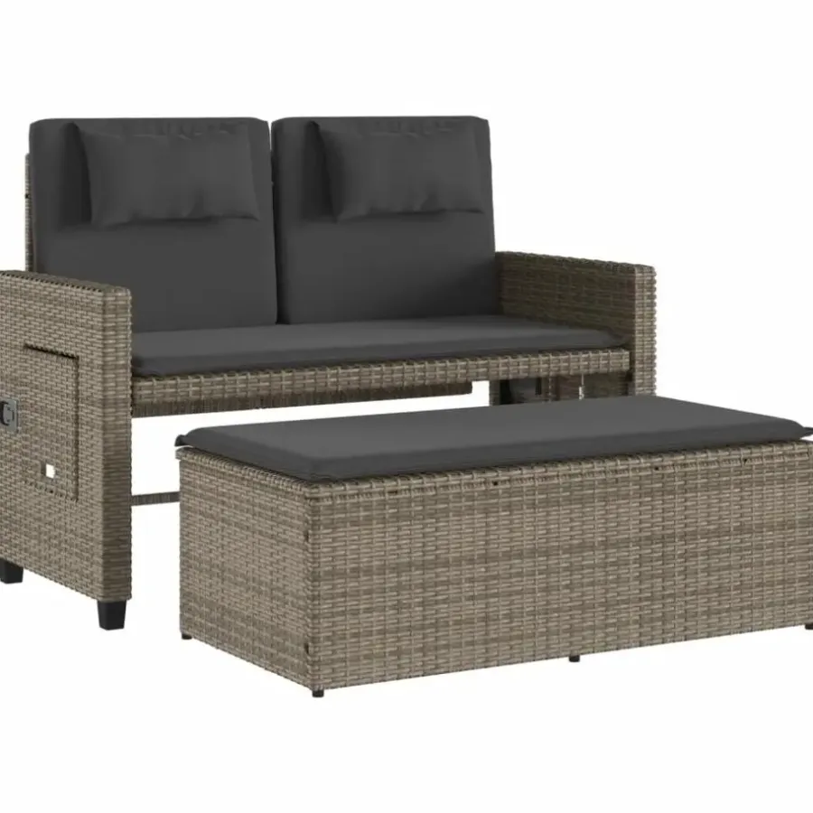 vidaXL - 2-delige Loungebanken Verstelbare met kussens - Grijs - 113x61x87 cm