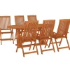 Tuinsets-vidaXL - 7-delige Tuinset 6 fauteuils massief eucalyptushout - (150-200)x100 cm