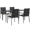 vidaXL - 5-delige Tuinset 4 fauteuils - Zwart - Textileen - 160x80 cm