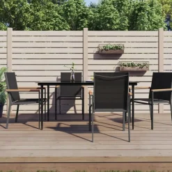 vidaXL - 5-delige Tuinset 4 fauteuils - Zwart - Textileen - 160x80 cm