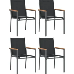 vidaXL - 5-delige Tuinset 4 fauteuils - Zwart - Textileen - 160x80 cm