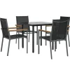 Tuinsets-vidaXL - 5-delige Tuinset 4 fauteuils - Zwart - Textileen - 80x80 cm