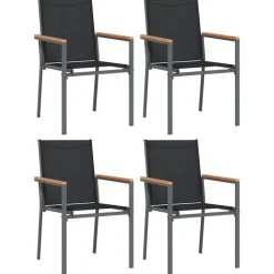 Tuinsets-vidaXL - 5-delige Tuinset 4 fauteuils - Zwart - Textileen - 80x80 cm