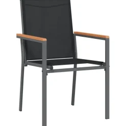 Tuinsets-vidaXL - 5-delige Tuinset 4 fauteuils - Zwart - Textileen - 80x80 cm