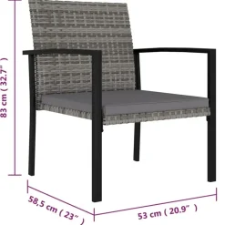 Tuinsets-vidaXL - 5-delige Tuinset - Grijs - Poly rattan en glas - 70x70 cm