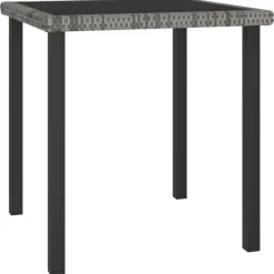 Tuinsets-vidaXL - 5-delige Tuinset - Grijs - Poly rattan en glas - 70x70 cm