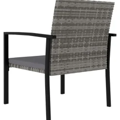 Tuinsets-vidaXL - 5-delige Tuinset - Grijs - Poly rattan en glas - 70x70 cm