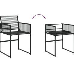 vidaXL - 7-delige Tuinset - Inklapbaar - Zwart - PE rattan - 165x107 cm