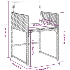 Tuinsets-vidaXL - 9-delige Tuinset 4 krukken wit kussens - Zwart - PE rattan - 110x106 cm
