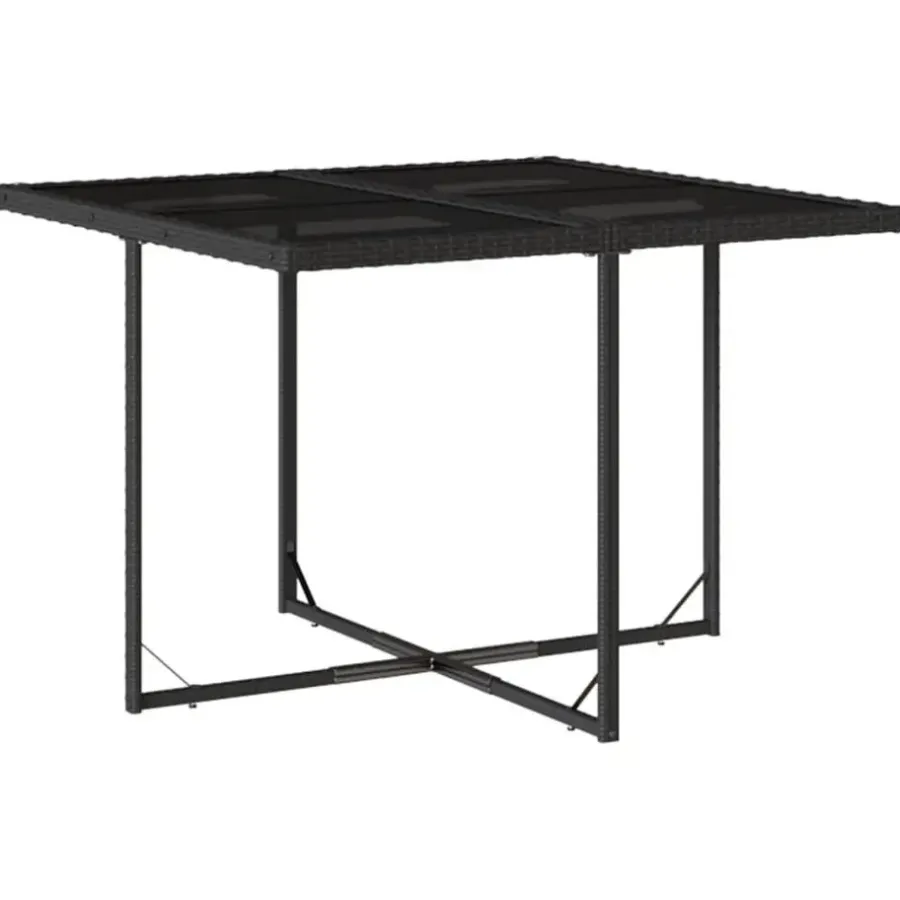 Tuinsets-vidaXL - 9-delige Tuinset 4 krukken wit kussens - Zwart - PE rattan - 110x106 cm