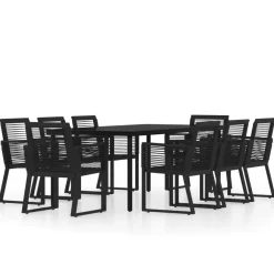 vidaXL - 9-delige Tuinset - Zwart PVC rattan en staal - 200x100 cm
