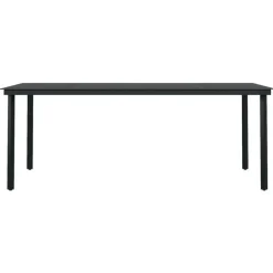 vidaXL - 9-delige Tuinset - Zwart PVC rattan en staal - 200x100 cm