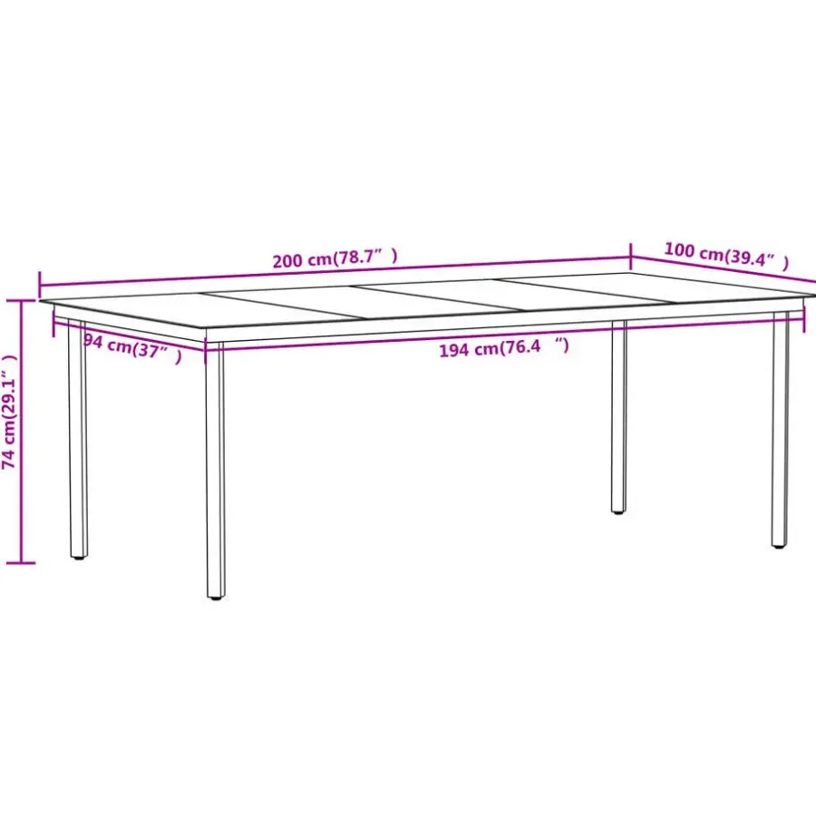 vidaXL - 9-delige Tuinset - Zwart PVC rattan en staal - 200x100 cm