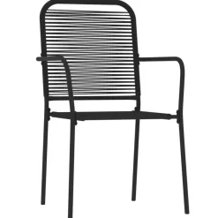 vidaXL - 7-delige Tuinset - Zwart katoenen touw en staal - 200x100 cm
