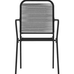 vidaXL - 7-delige Tuinset - Zwart katoenen touw en staal - 200x100 cm