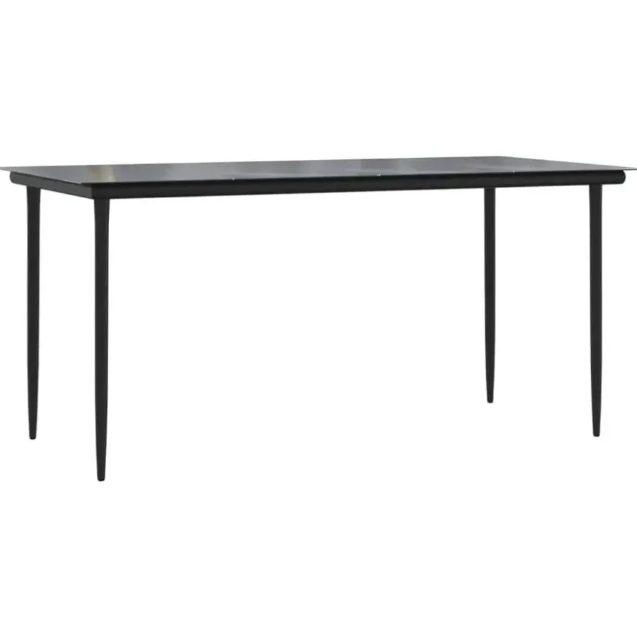Tuinsets-vidaXL - 7-delige Tuinset - Zwart - Textileen met voering en staal - 160x80 cm