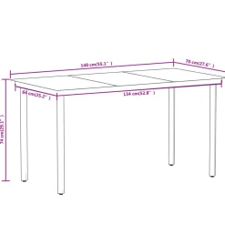 vidaXL - 7-delige Tuinset - Zwart katoenen touw en staal - 140x70 cm