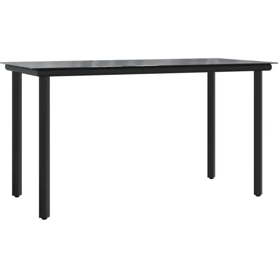 Tuinsets-vidaXL - 7-delige Tuinset - Zwart - Textileen met voering en staal - 140x70 cm
