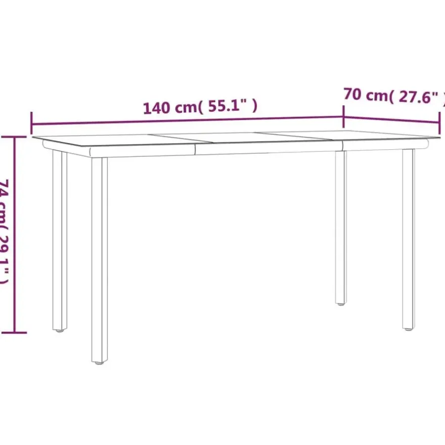 Tuinsets-vidaXL - 7-delige Tuinset - Zwart - Textileen met voering en staal - 140x70 cm