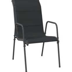 vidaXL - 7-delige Tuinset - Zwart - Textileen met voering en staal - 200x100 cm