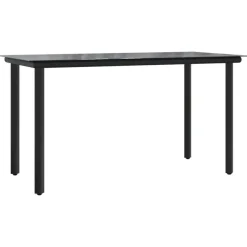 vidaXL - 7-delige Tuinset - Zwart - Textileen met voering en staal - 200x100 cm