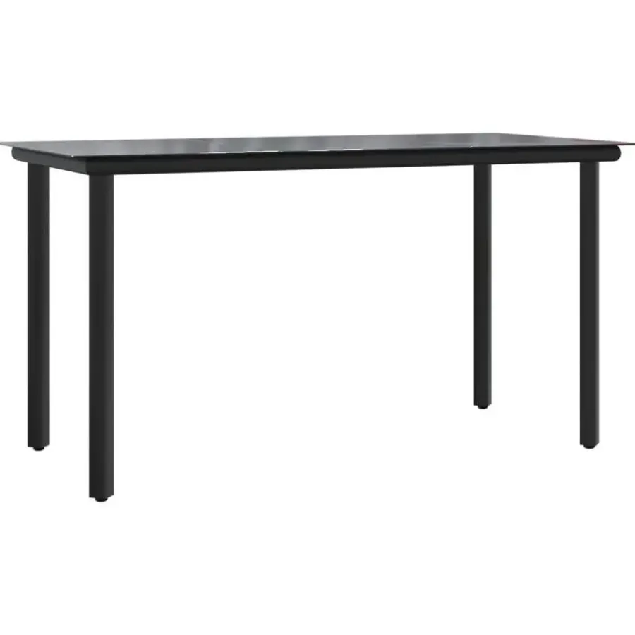 vidaXL - 7-delige Tuinset - Zwart - Textileen met voering en staal - 200x100 cm