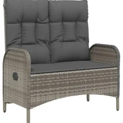 Tuinsets-vidaXL - 4-delige Tuinset bank en verstelbare stoelen - Grijs - 160x80 cm