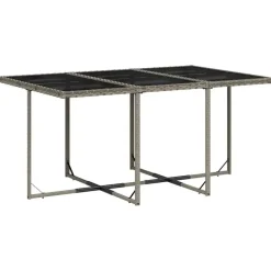 Tuinsets-vidaXL - 7-delige Tuinset donkergrijs kussens - PE rattan en staal - 110x106 cm