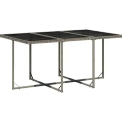 Tuinsets-vidaXL - 7-delige Tuinset donkergrijs kussens - Grijs - PE rattan - 110x106 cm