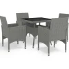 vidaXL - 5-delige Tuinset grijs - Poly rattan en glas - 80x80 cm