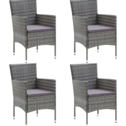 vidaXL - 5-delige Tuinset grijs - Poly rattan en glas - 80x80 cm