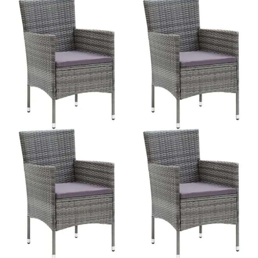 vidaXL - 5-delige Tuinset grijs - Poly rattan en glas - 80x80 cm